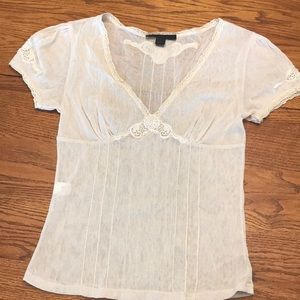 Sheer Ivory Lace Blouse with floral detail